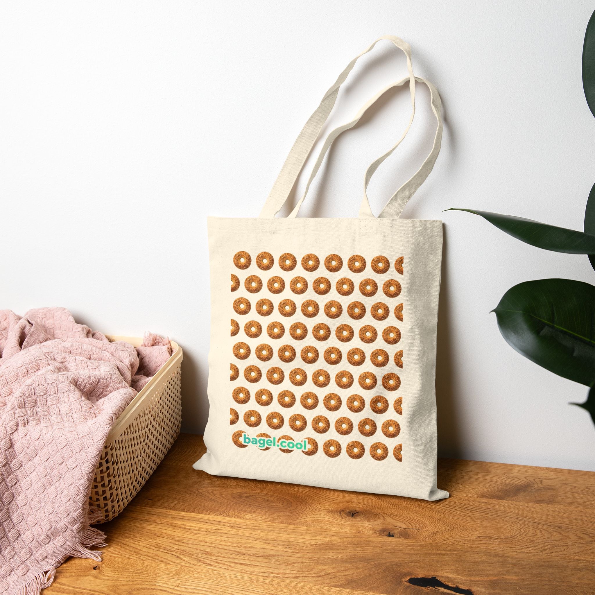 Bagel Pattern Cotton Canvas Tote Bag