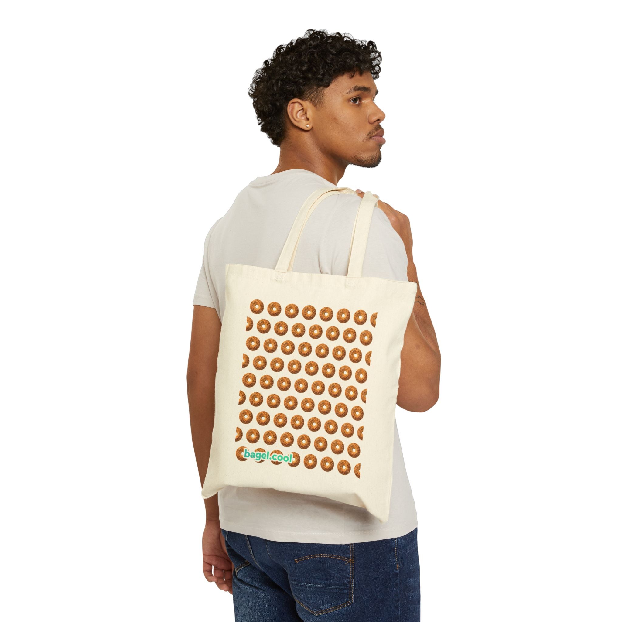 Bagel Pattern Cotton Canvas Tote Bag