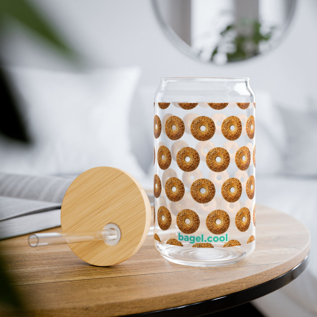 Bagel Pattern Sipper Glass (16oz)